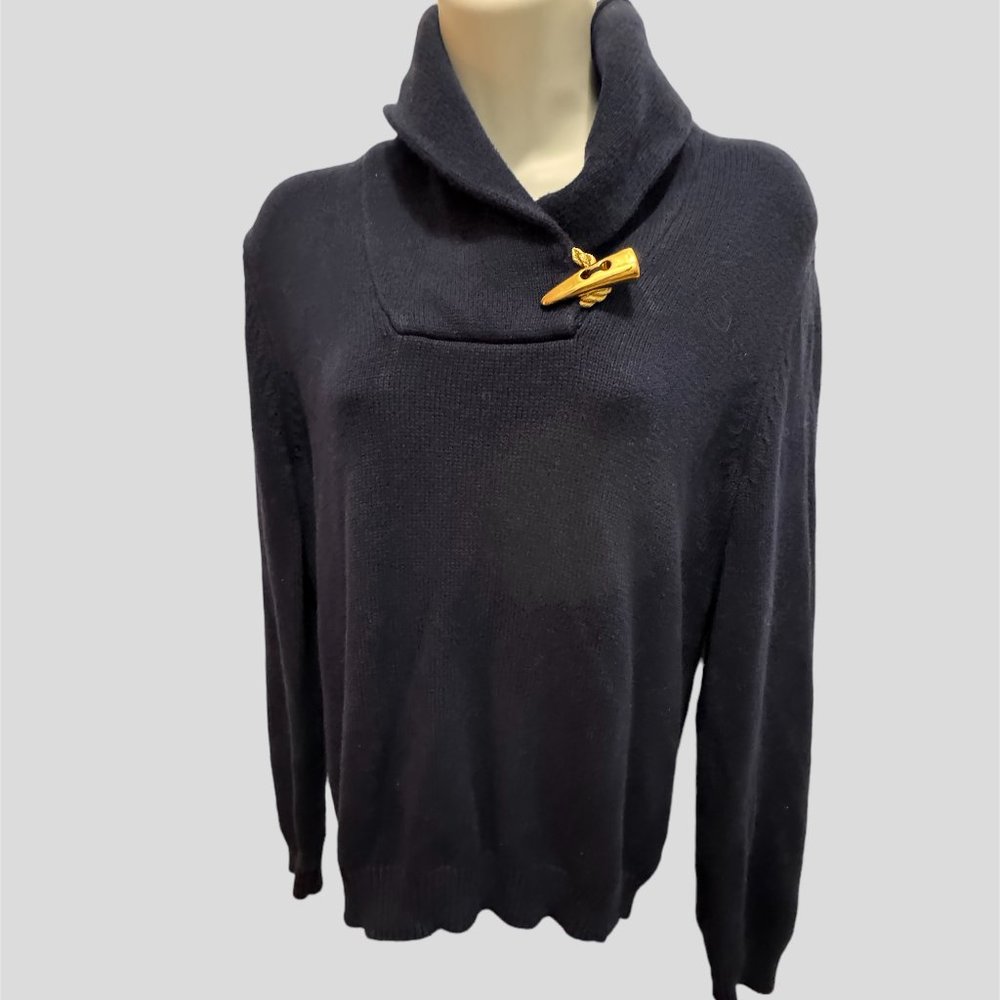 Lauren Ralph Lauren size M Shawl neck navy pullover sweater